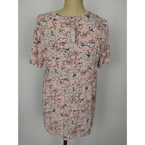 Suzanne Betro Women's Pink & White Floral V-neck Button-front Empire Waist Tunic - Picture 2 of 9